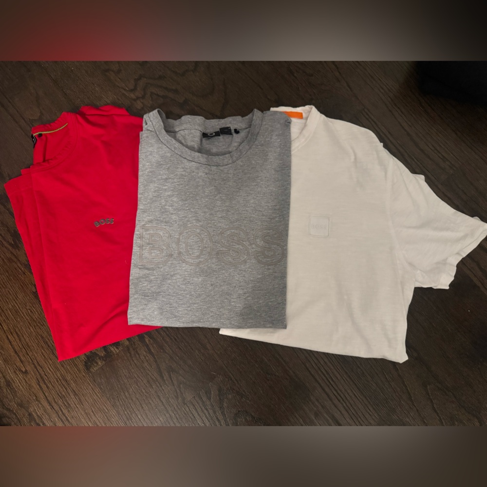 Boss Crewneck Tee Trio - Red, Gray, White